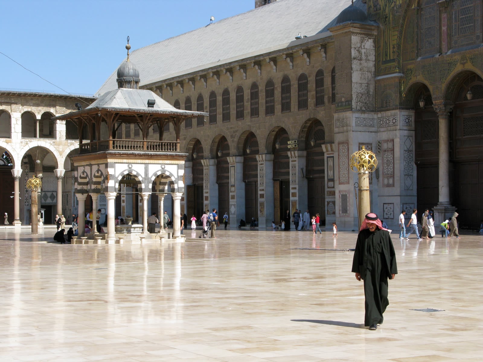 The courtyard of the Umayyad Mosque, the Great Mosque of Damascus, Syria